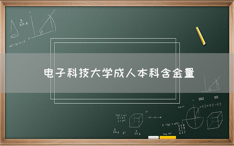 电子科技大学成人本科含金量