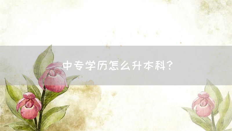 中专学历怎么升本科？(图1)