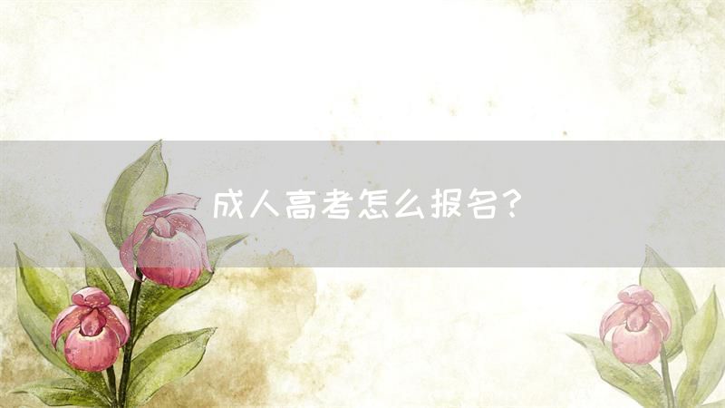 成人高考怎么报名？