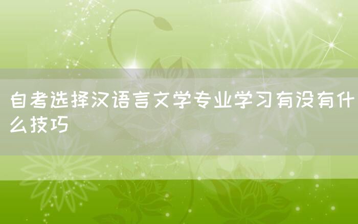 自考选择汉语言文学专业学习有没有什么技巧(图1)