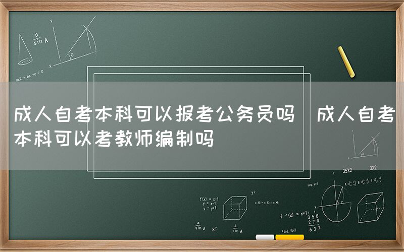 成人自考本科可以报考公务员吗(成人自考本科可以考教师编制吗)(图1)